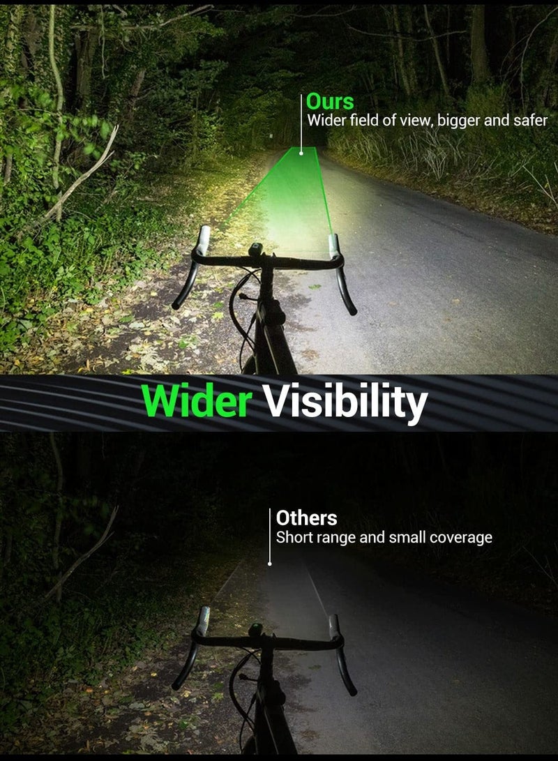 Chabeia Bike Light, High Lumens Super Bright Bicycle Light, 6+4 Modes USB Rechargeable Bike Headlight & Tail Light Set, Waterproof Safety Bike Front & Rear Light for Road, Mountain, Night Riding（Black） - Image 3